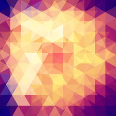 Triangle vector background. Can be used in cover design, book design, website background. Vector illustration. Yellow, orange, purple colors.