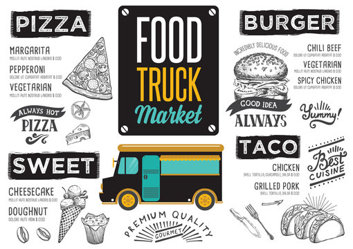Street food menu, design template.