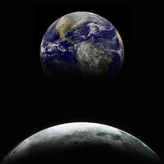 Views of Earth from the moon surface. Elements of this image furnished by NASA.