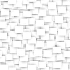White rectangle seamless pattern. Abstract, geometric white texture with 3D effect. Modern, light color, monochrome background for your design.