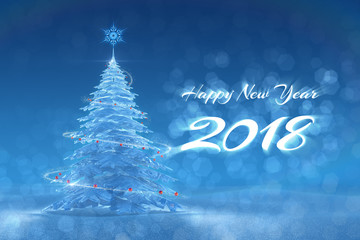 Happy New Year - 2018'  Festive Design. New Year's text and graphic composition, created from 3D rendered scene.