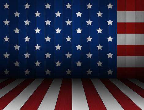 USA flag design on wooden background