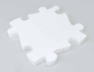 White puzzles with soft shadows. 3d rendering.
