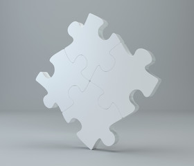 Studio 3d rendering of puzzles on a gray background.