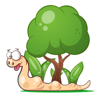 Vector cartoon illustration of the nice green snake.