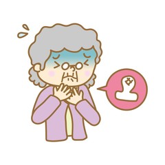 喉にもちを詰まらせたシニア女性
