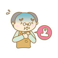 喉にもちを詰まらせたシニア男性