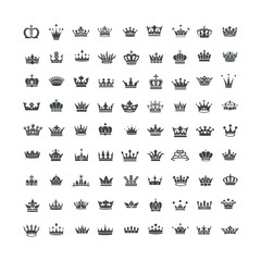 Vector collection of creative king and queen crowns symbols or logo elements
