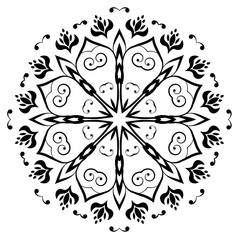 Black Floral Ornament Round