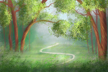 Digital drawing. Illustration of forest.