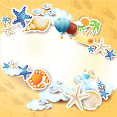 Summer background with icons and copy space