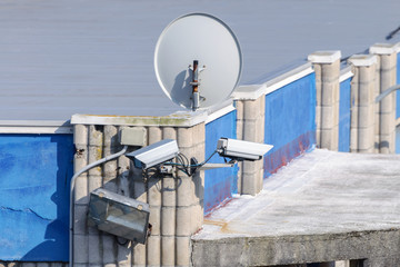 TV antenna on the roof of the house