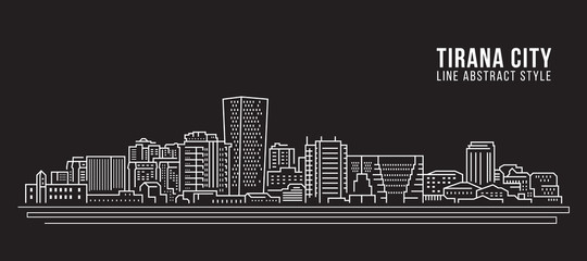 Cityscape Building Line art Vector Illustration design - Tirana city