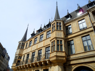 Fototapeta na wymiar Gorgeous Facade of The Palais Grand Ducal in Luxembourg city, Luxembourg 