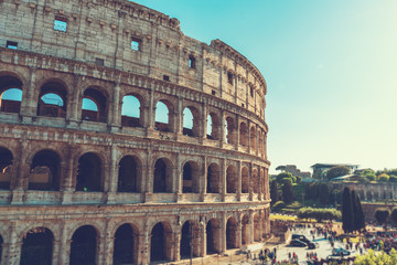 Fototapeta na wymiar Tourists sightseeing at the Colosseum, Rome