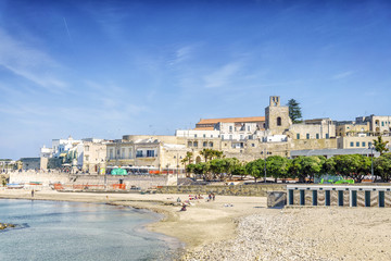 Fototapeta na wymiar Otranto with sandy beach and historic sites, Apulia, Italy