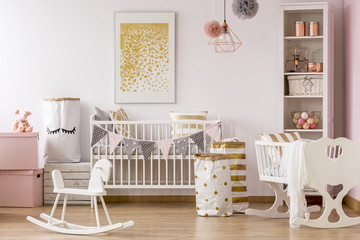 Nursery with golden dots poster