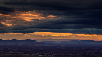 Dramatic Sunset Clouds over British Countryside