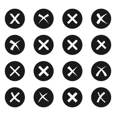 Cross signs black icon set