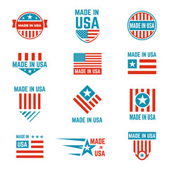 Made in USA flag emblem set