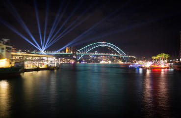 Fototapeta na wymiar the Harbour Bridge in Sydney at Night, Australia