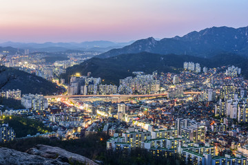 city skyline, seoul night, korea 