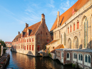 Water canal at Old Saint John's Hospital, Bruges, Belgium.