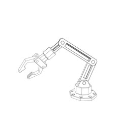 Robotic arm. Isolated on white background. Vector outline illustration.