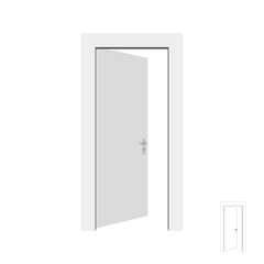 Open door. Isolated on white background. 3d Vector illustration.