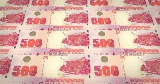 Banknotes of five hundred nicaraguan cordoba of Nicaragua, cash money, loop