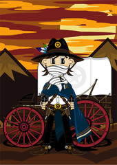 Cartoon Cowboy and Chuck Wagon