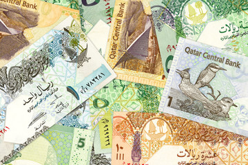some qatari riyal bank notes background