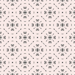 Subtle texture, vector monochrome seamless pattern. Geometric abstract background with simple figures, thin lines, squares. Delicate circular mesh, rounded lattice. Repeat design for prints, textile