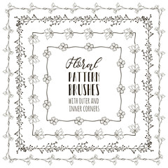 Vector Floral Pattern Brushes with Branches, Plants and Flowers