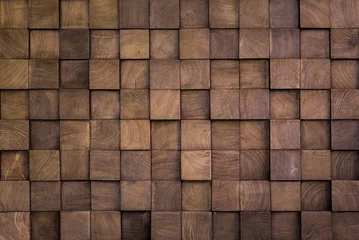 Foto op Canvas Wall texture with wood cube © Rawich Liwlucksaneey
