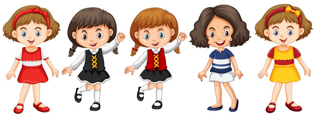 Little girls in different costumes