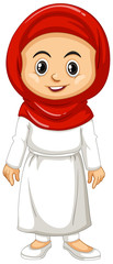 Muslim girl in red and white clothes