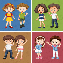 Children on different color background