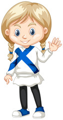 Girl wearing shirt with flag of Finland