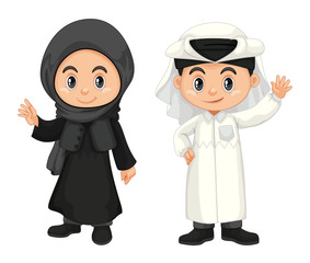 Boy and girl in Qatar costume