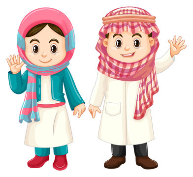 Boy and girl in Kuwait costume