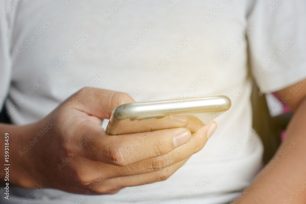 Poster Man using smartphone