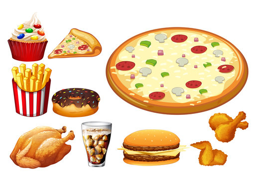 Different kinds of fastfood