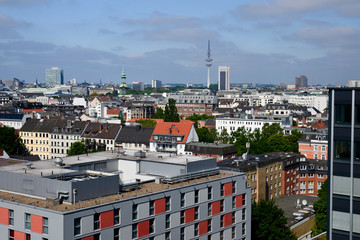 Obraz premium Ausblick über Hamburg aus dem Geschäftshaus Steindamm 94