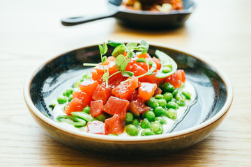 Raw and fresh tuna meat tartare