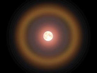 Full blood moon and corona in night sky