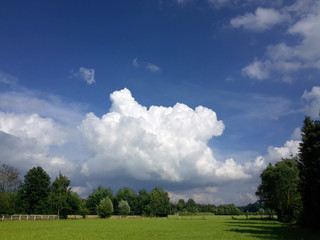 Obraz na płótnie Canvas Riesige Wolke über einem Feld