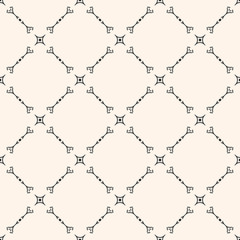 Vector seamless pattern, subtle geometric background in oriental style. Delicate diagonal lattice, thin lines. Abstract monochrome repeat texture. Light design for print, decor, textile, fabric, cloth
