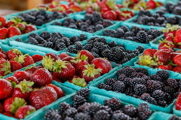 Strawberries and Blackberries at a Farmers Market