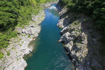 徳島県三好市　赤川橋から見た小歩危峡